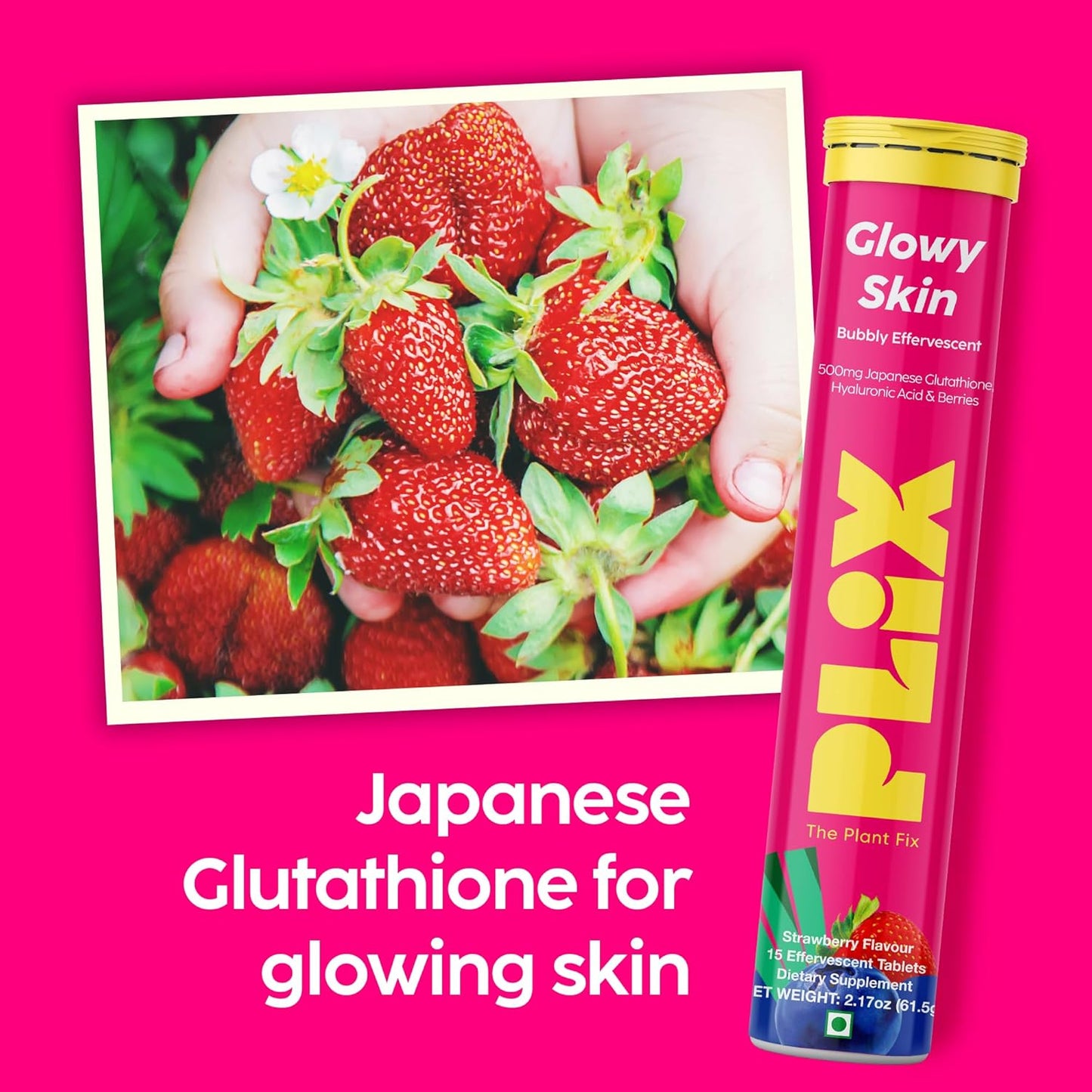 PLIX - THE PLANT FIX Glutathione Tablets With Vitamin C | 15 Collagen Supplements |500mg L-Glutathione